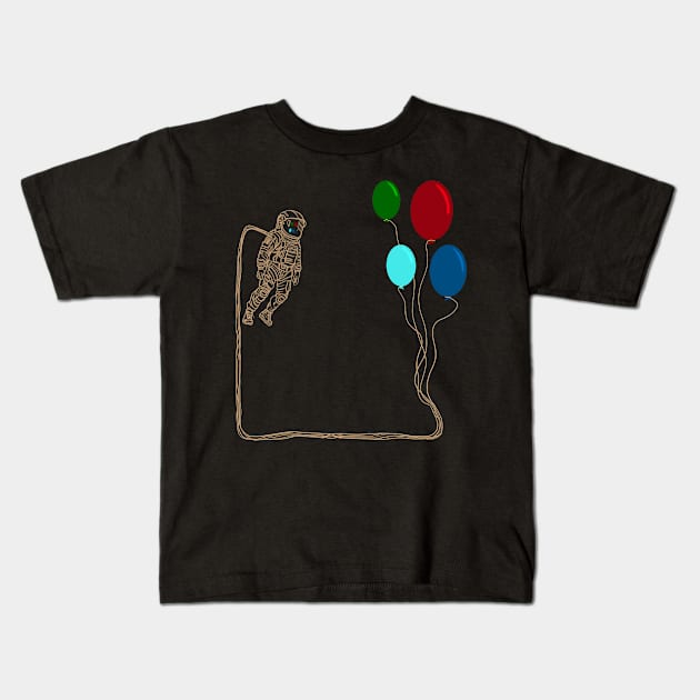 Astronaut Balloon space walk Kids T-Shirt by DaveDanchuk